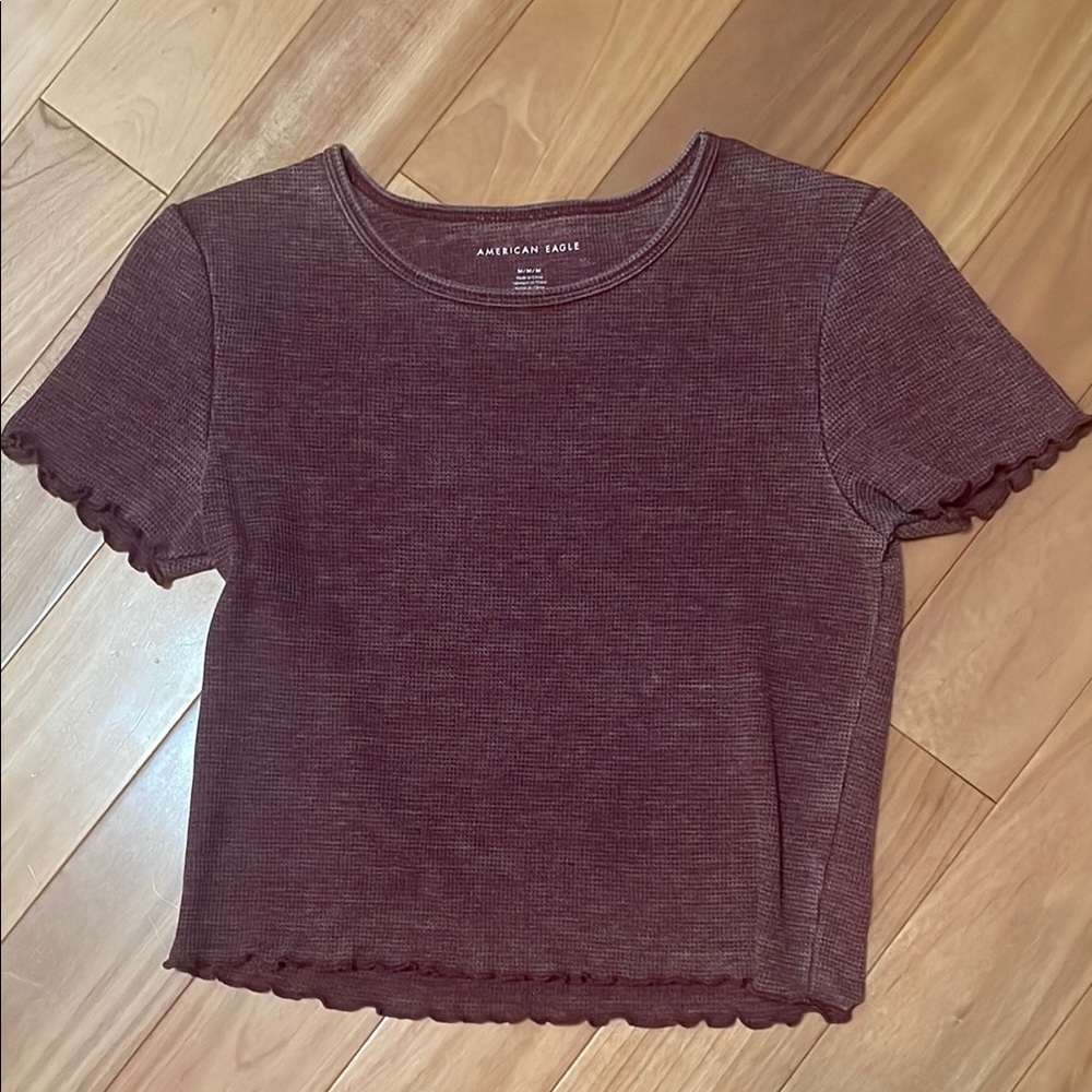 American Eagle Brown Ribbed T-Shirt